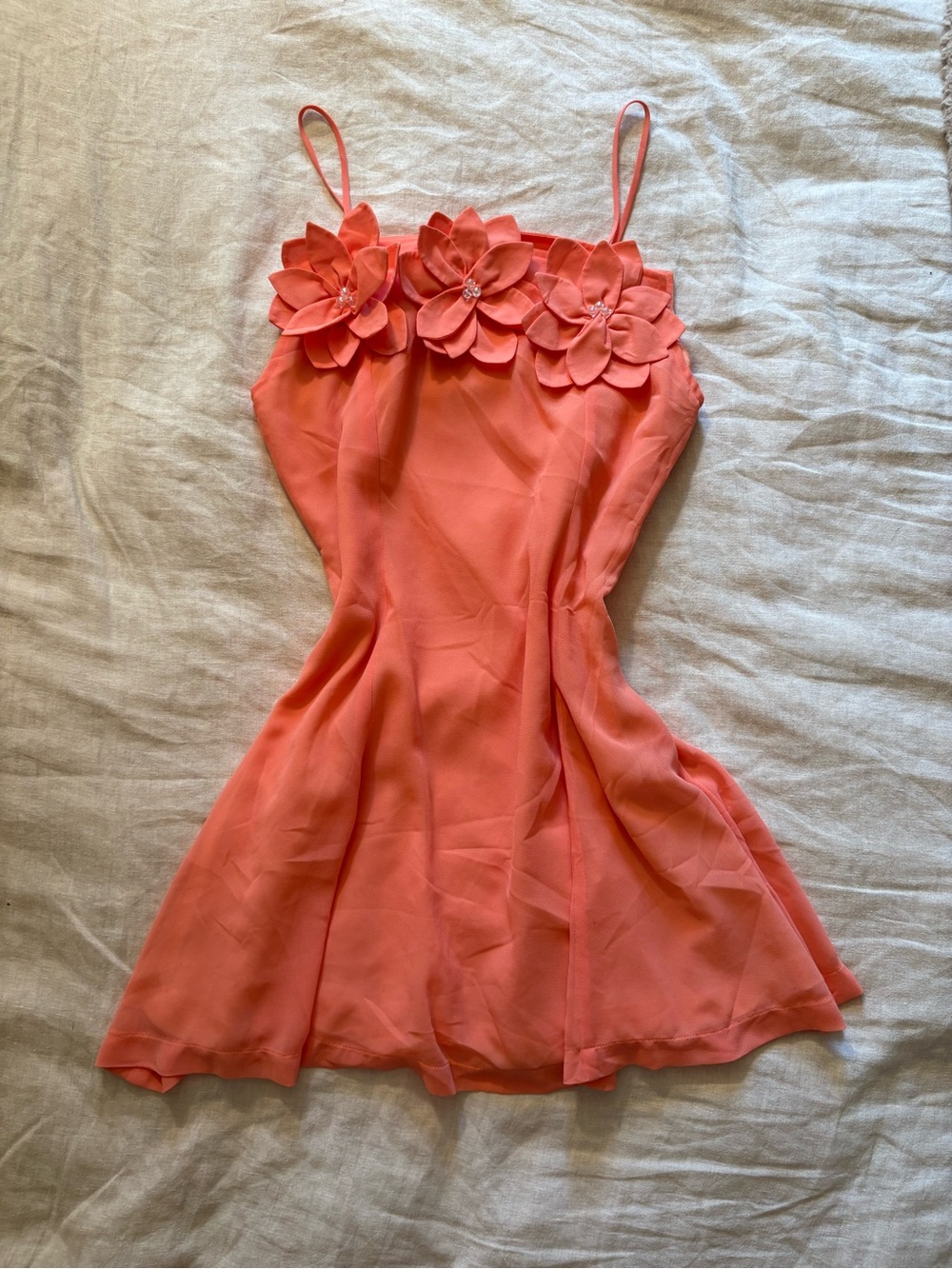 Vintage Flower-Trim Dress
